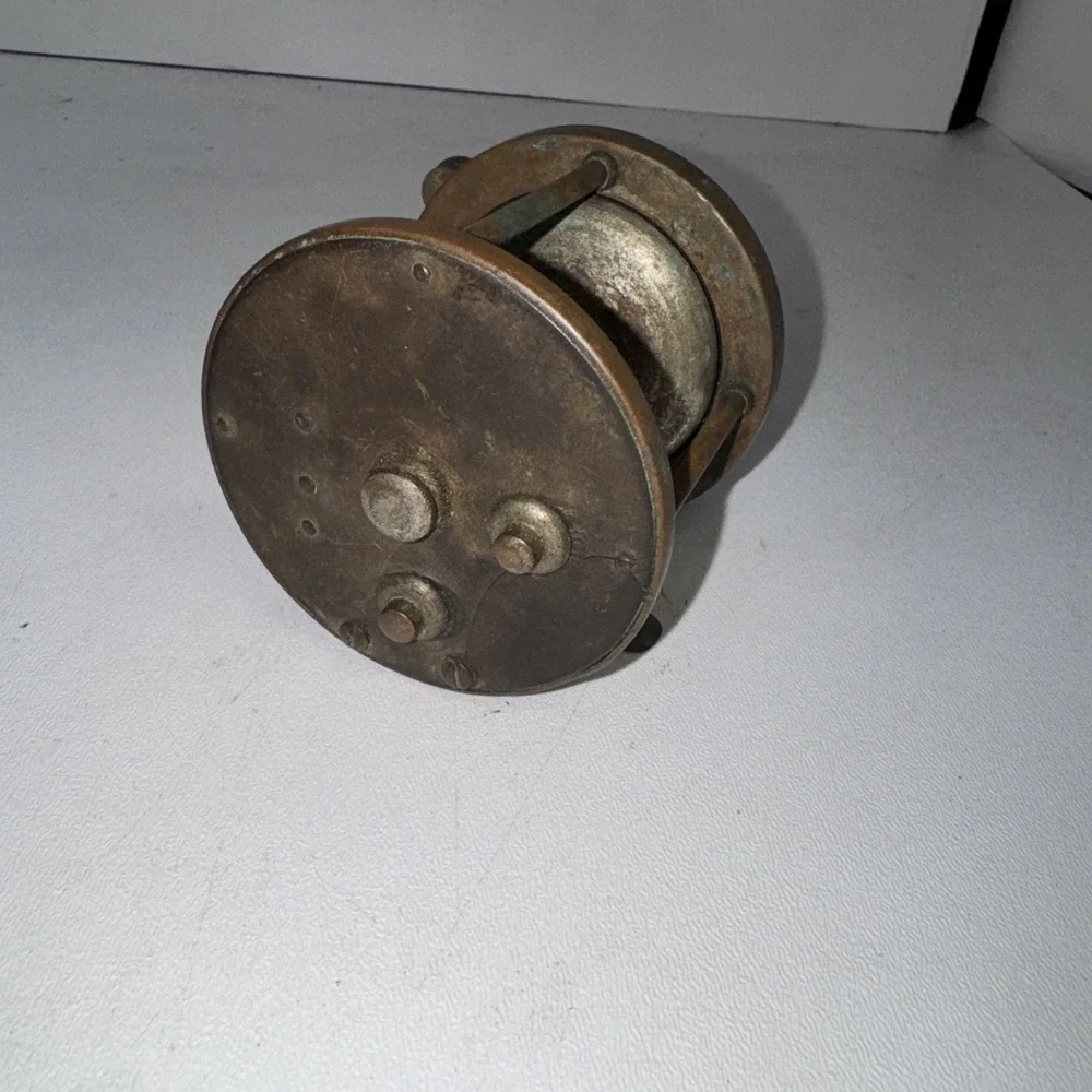 Early/Rare/Little #3 Brass 1880'S Ball Handle Reel! See Pics‎ Tested Working